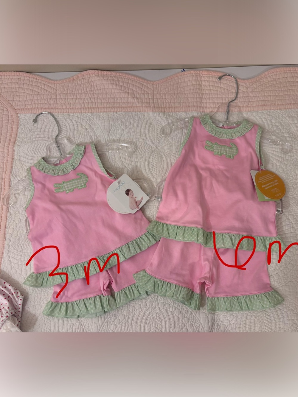 Magnolia Baby Pink and Green Ruffle Alligator Set